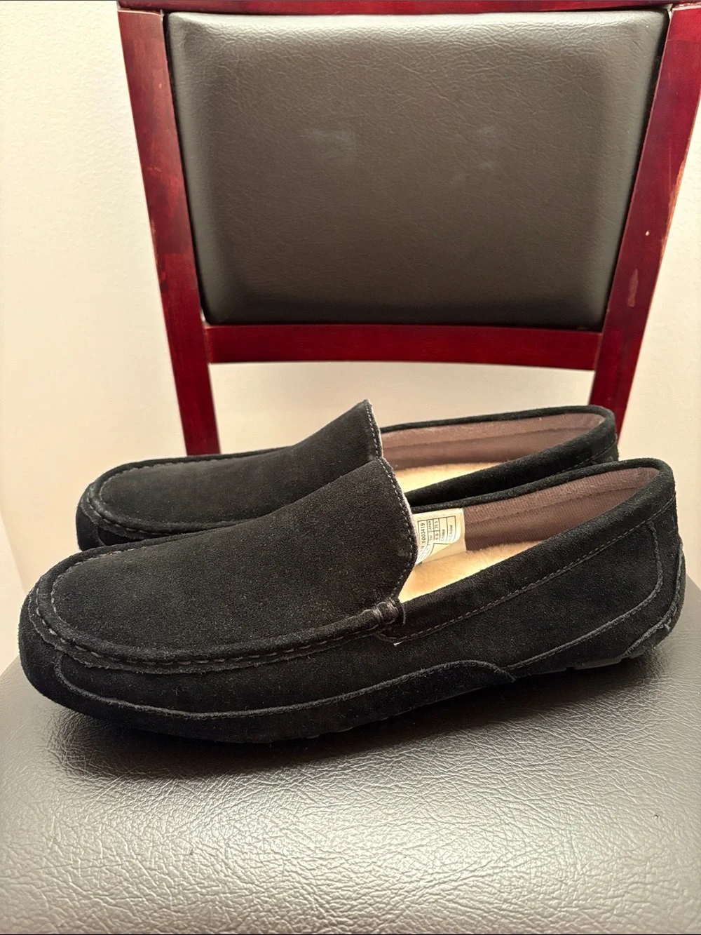 UGG Men's Alder Black Suede Slip-On Driving Loafers Size 12